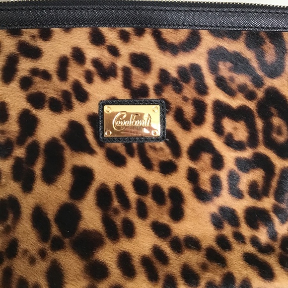 Cavalcanti black leather and leopard print cosmetic bag - Picture 2 of 9